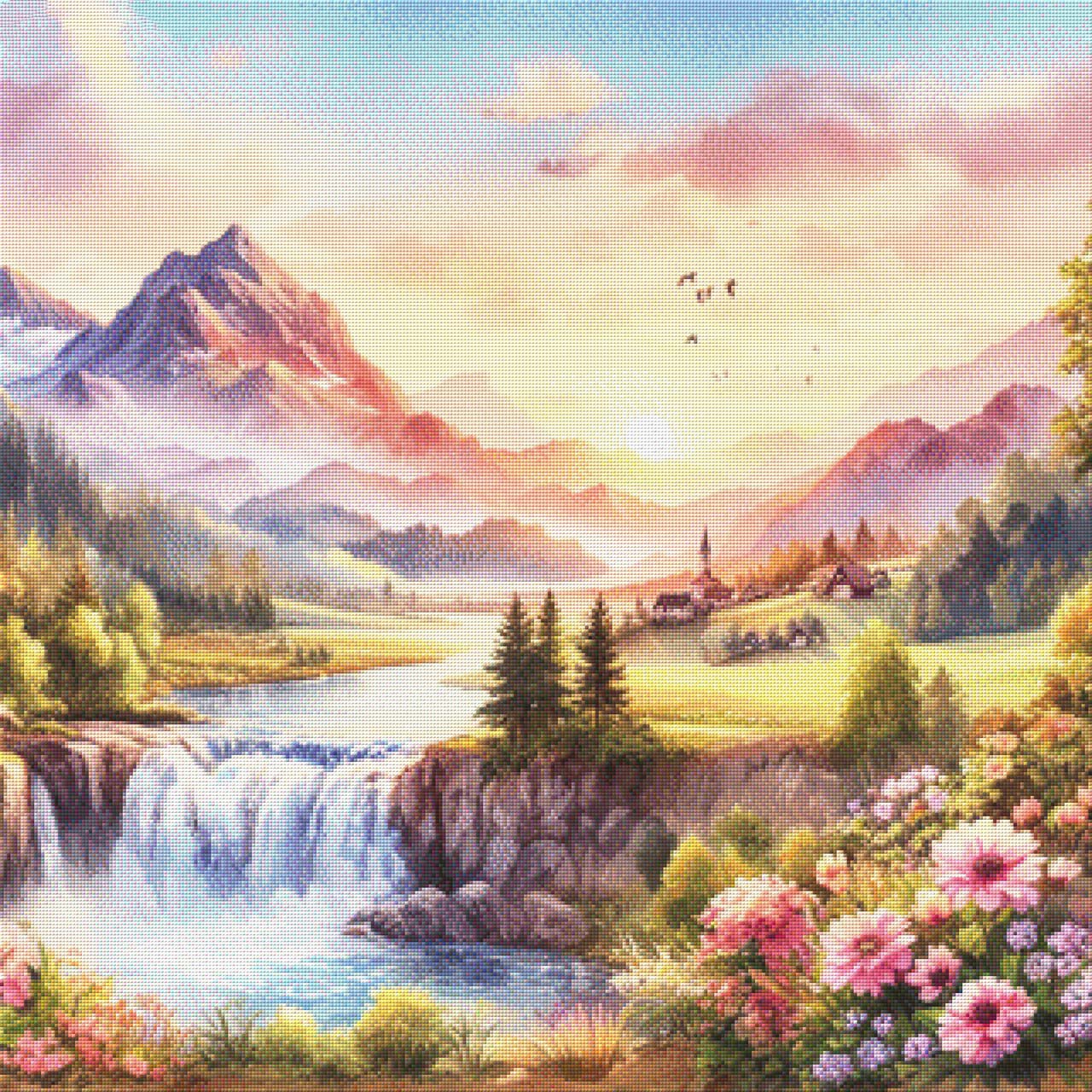 Gebirge in Pastell - Diamond Painting
