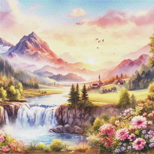 Gebirge in Pastell - Diamond Painting