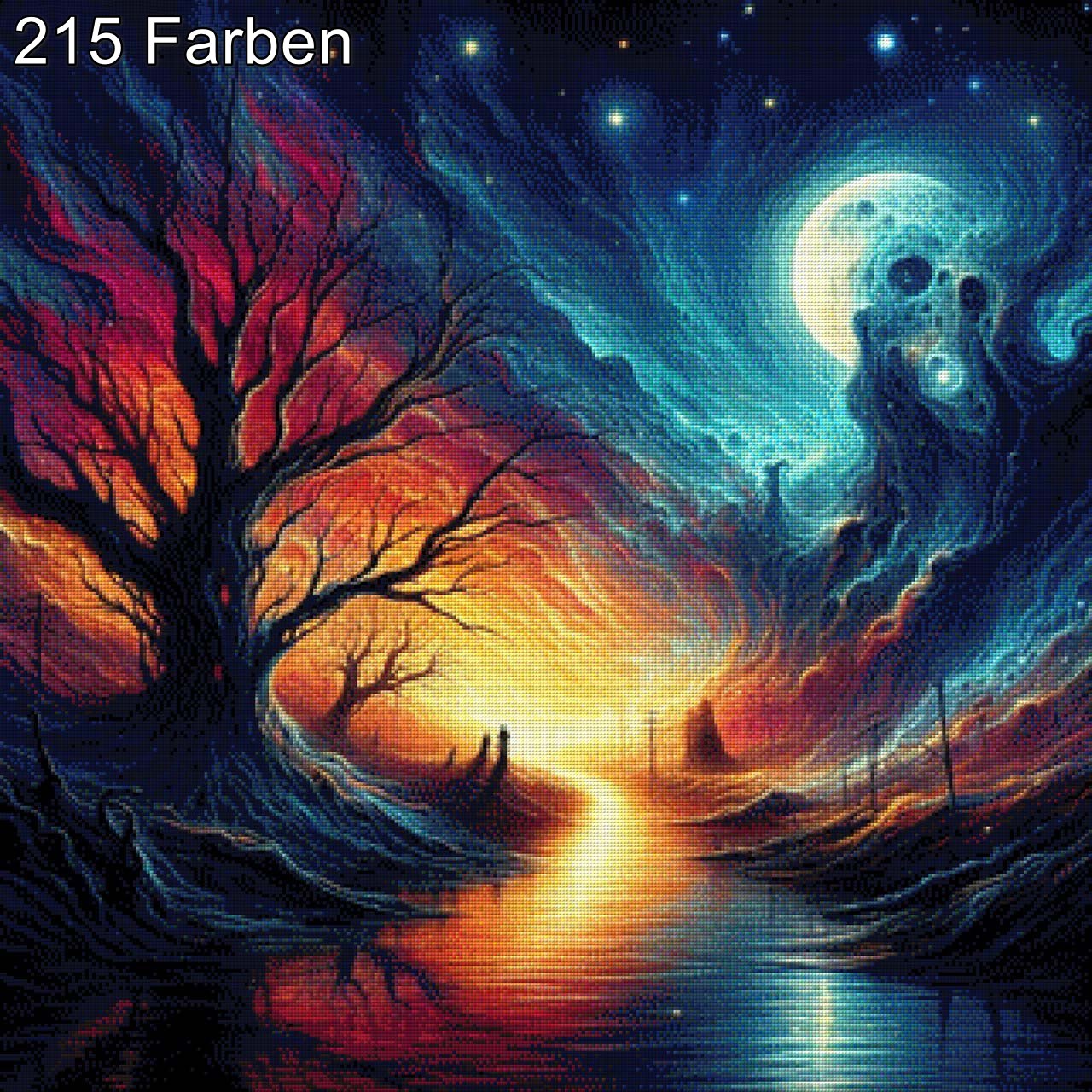 Waldbrand bei Mondschein - Diamond Painting