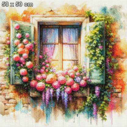 Blumenfenster - Diamond Painting