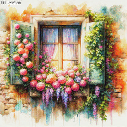 Blumenfenster - Diamond Painting