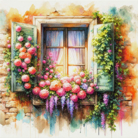 Blumenfenster - Diamond Painting