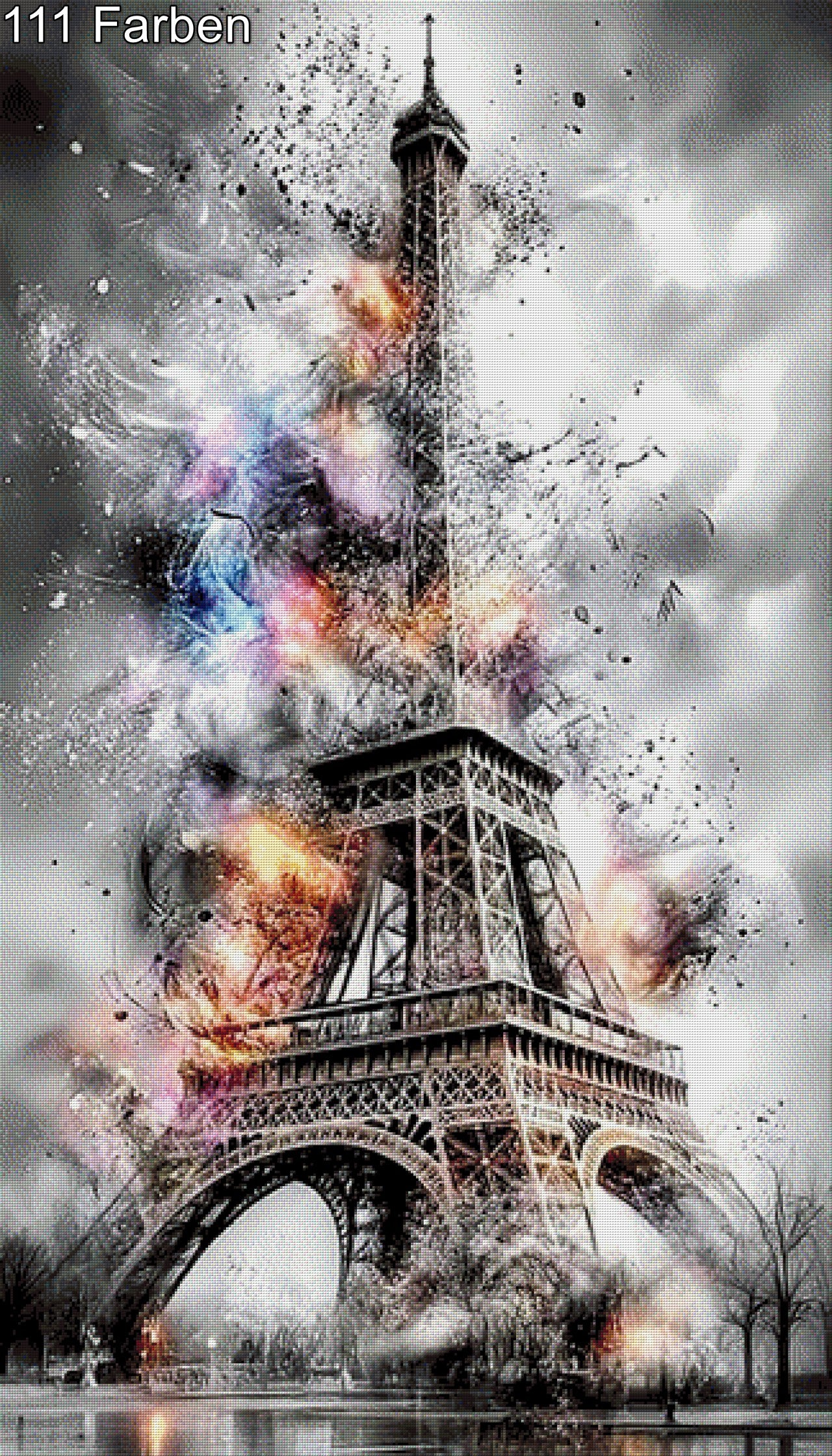 Diamond Painting Eiffelturm Paris Farben Wolken