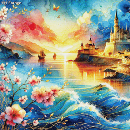 Hafen im Sonnenuntergang - Diamond Painting