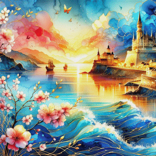 Hafen im Sonnenuntergang - Diamond Painting