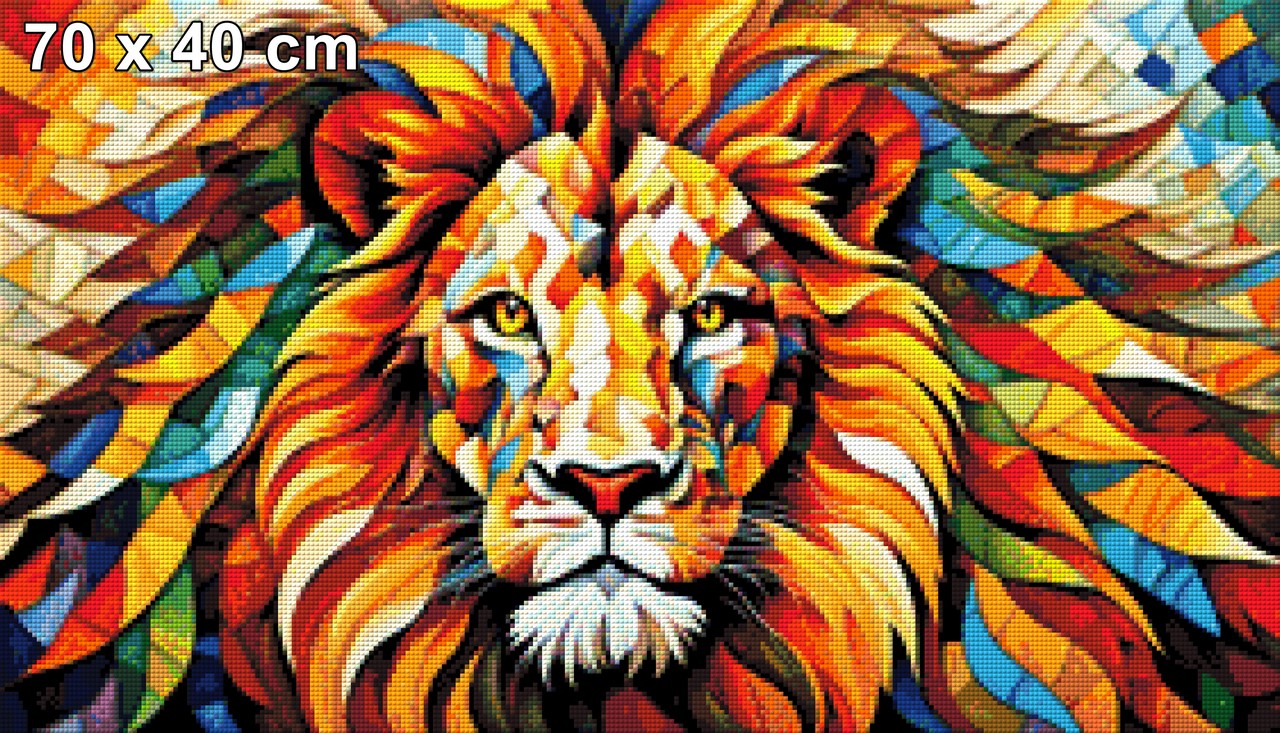 Farbenkönig, Löwe Mosaik - Diamond Painting