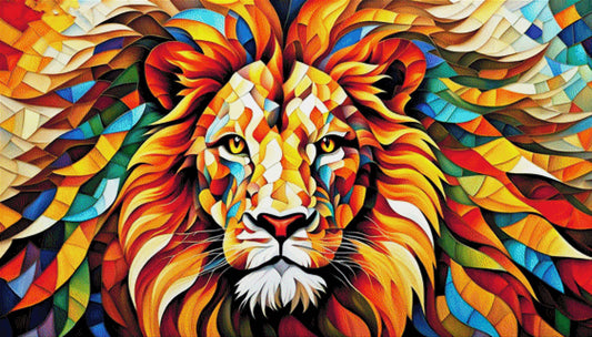 Farbenkönig, Löwe Mosaik - Diamond Painting