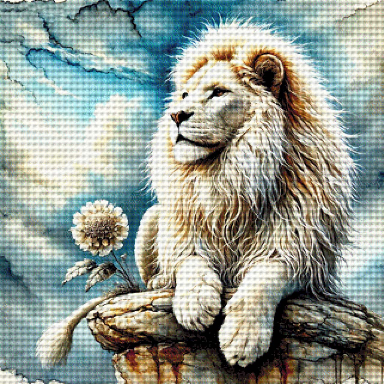 Weißer Löwe - Diamond Painting