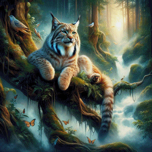 Waldgeist, Luchs im Wald - Diamond Painting