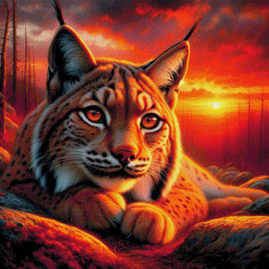 Luchs im Abendrot - Diamond Painting