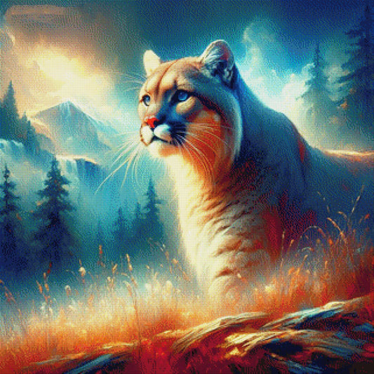 Alpenschleicher, Puma in den Bergen - Diamond Painting