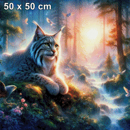 Mooswächter, Luchs am Fluss - Diamond Painting