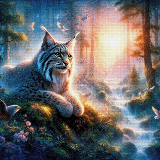 Mooswächter, Luchs am Fluss - Diamond Painting