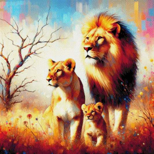 Löwenheim, Löwenfamilie - Diamond Painting