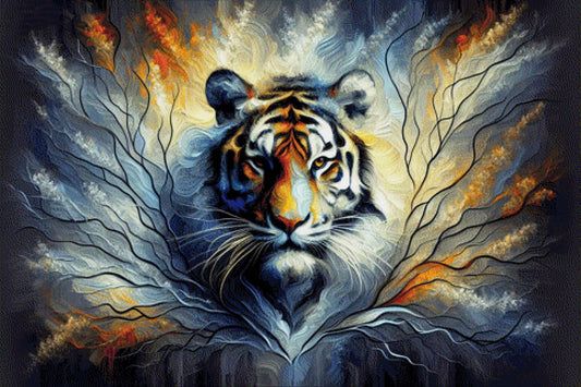 Schilfstreifer, Tiger im Schilf - Diamond Painting