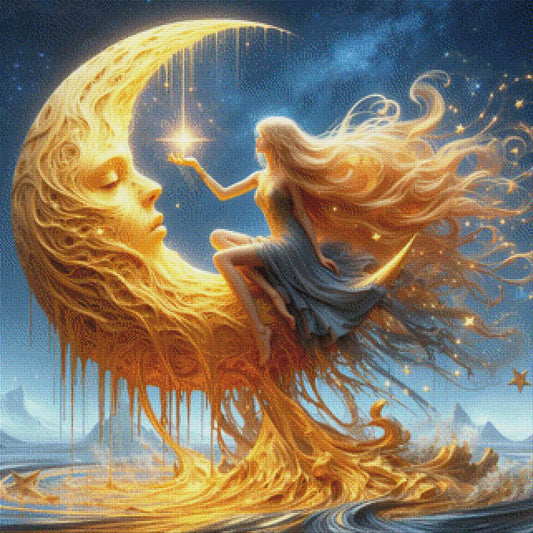 Goldener Mond - Diamond Painting