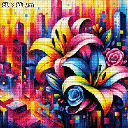Abstrakte Lilien - Diamond Painting