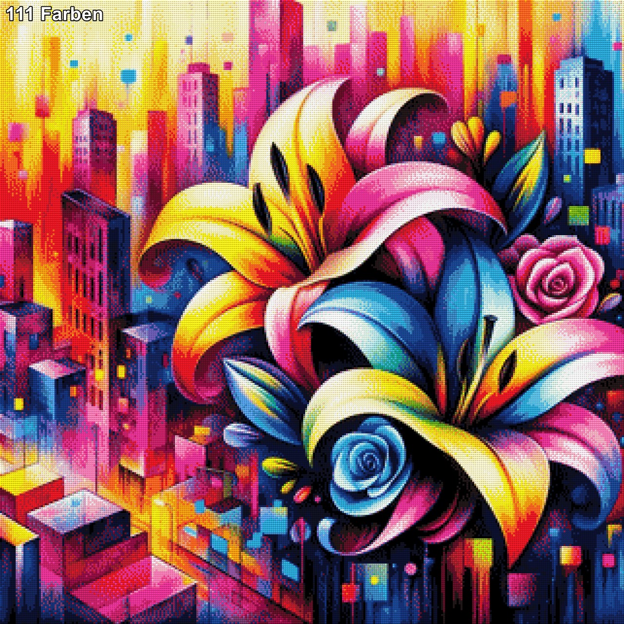 Abstrakte Lilien - Diamond Painting