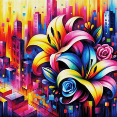 Abstrakte Lilien - Diamond Painting
