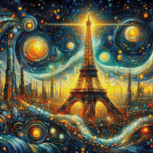 Eiffelturm  im Van Gogh-Style - Diamond Painting
