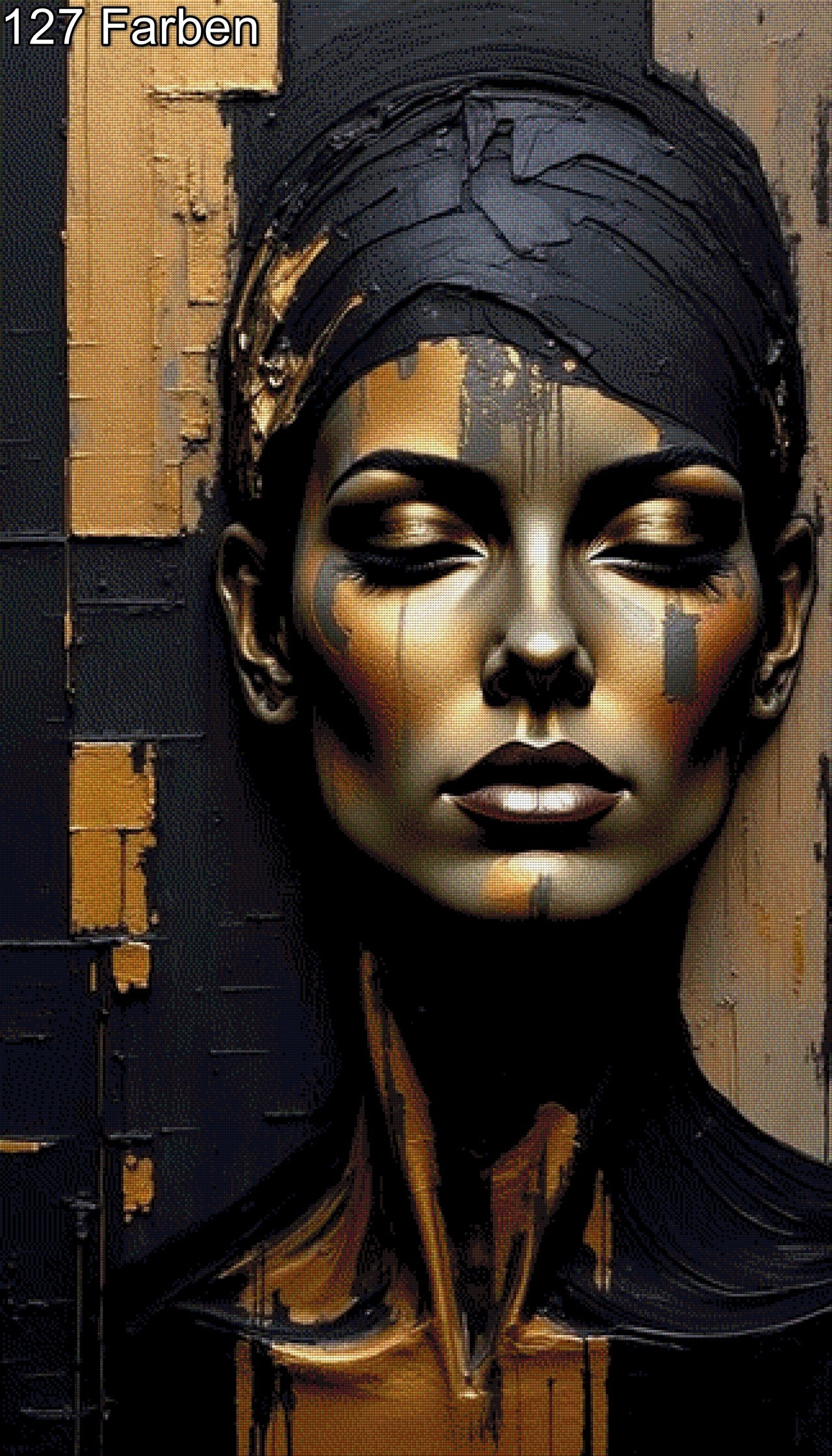 Diamond Painting Frau Gesicht Schwarz Gold modern