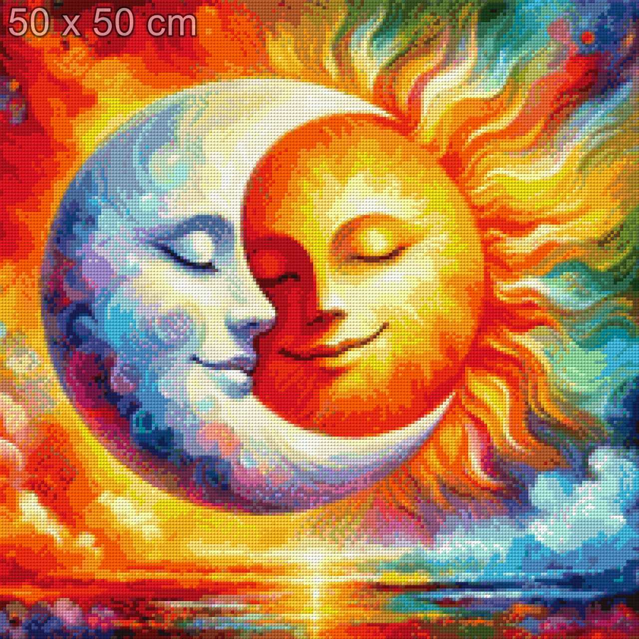Diamond Painting Sonne Mond Bunt