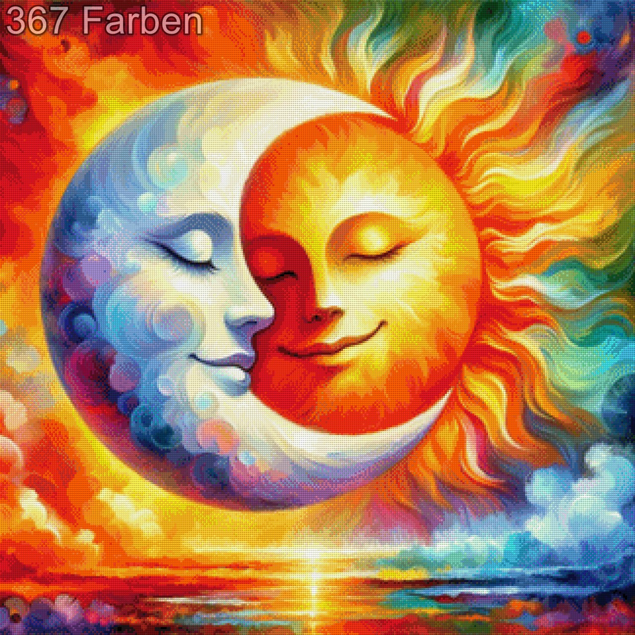 Diamond Painting Sonne Mond Bunt