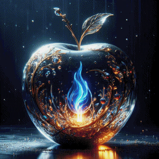 Seelenlicht, Kristallapfel mit Flamme - Diamond Painting