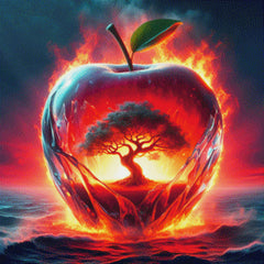 Apfel in Flammen - Diamond Painting