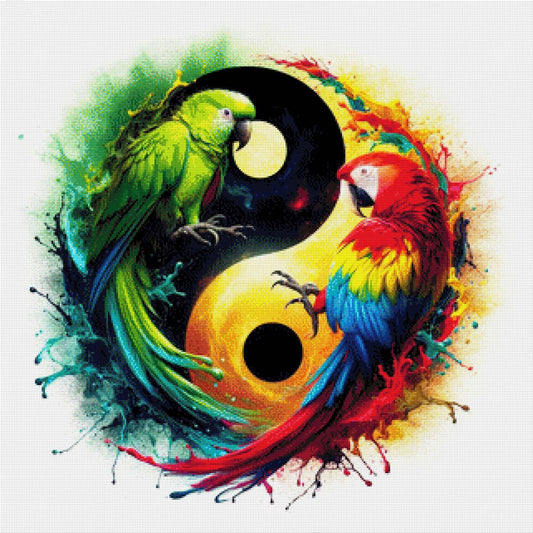 Papageien Yin & Yang - Diamond Painting