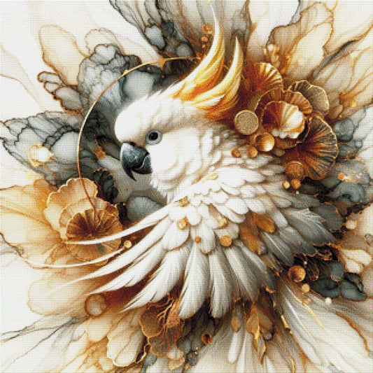 Papagei Grau/Gold - Diamond Painting