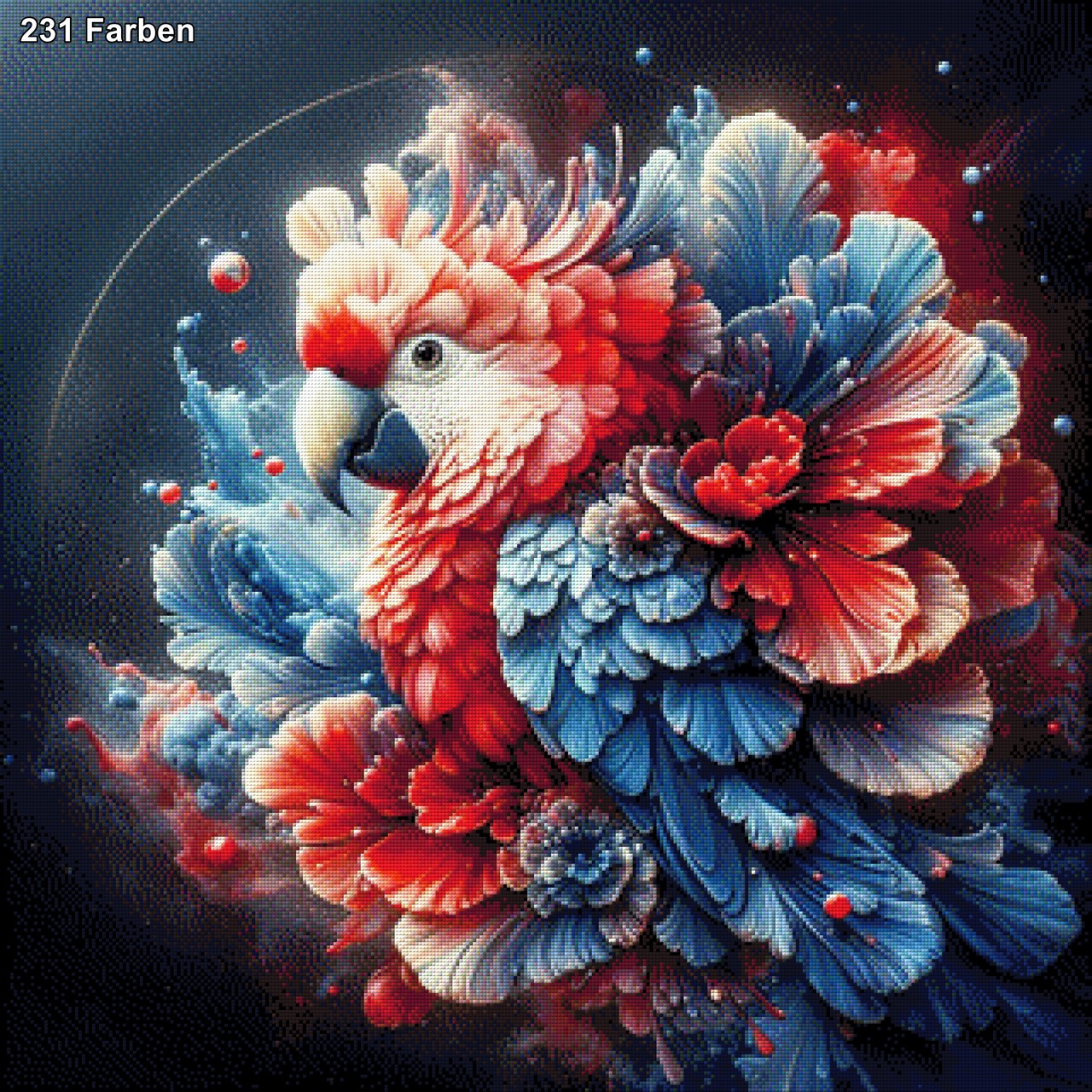 Papagei Rot/Blau - Diamond Painting