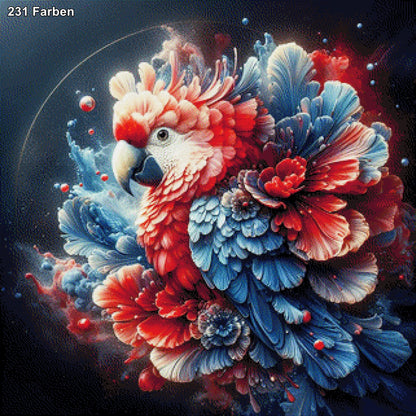 Papagei Rot/Blau - Diamond Painting