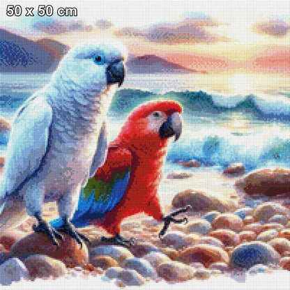 Papageien am Strand - Diamond Painting