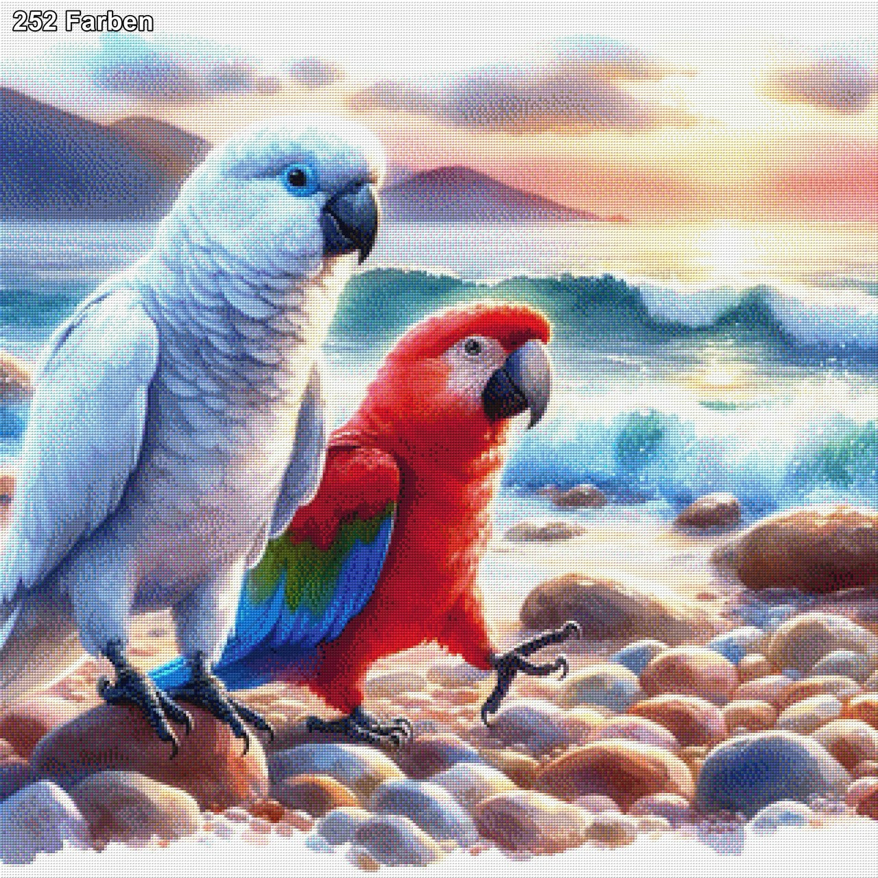 Papageien am Strand - Diamond Painting