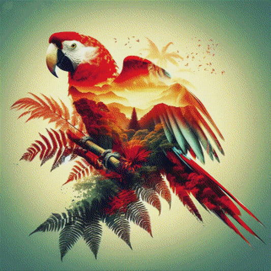 Roter Papagei - Diamond Painting