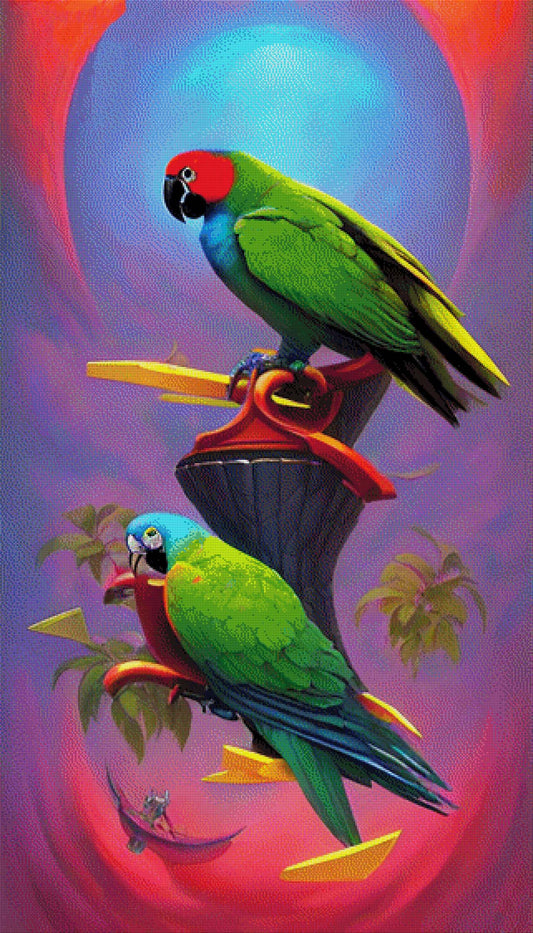Grüne Papageien - Diamond Painting