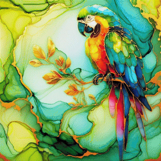 Papagei Glasbild - Diamond Painting