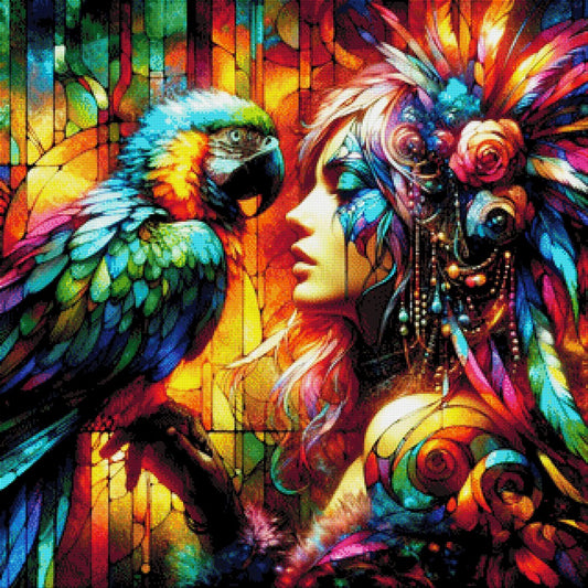 Papageienlady - Diamond Painting