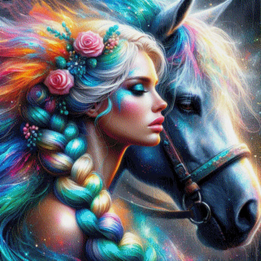Aurora mit ihrem Pferd - Diamond Painting