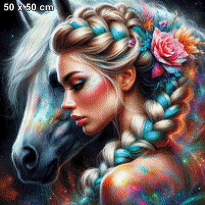 Carla und Pferd Simba - Diamond Painting