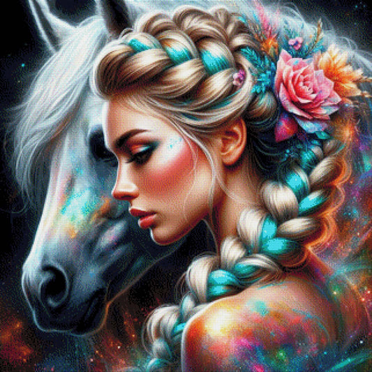Carla und Pferd Simba - Diamond Painting
