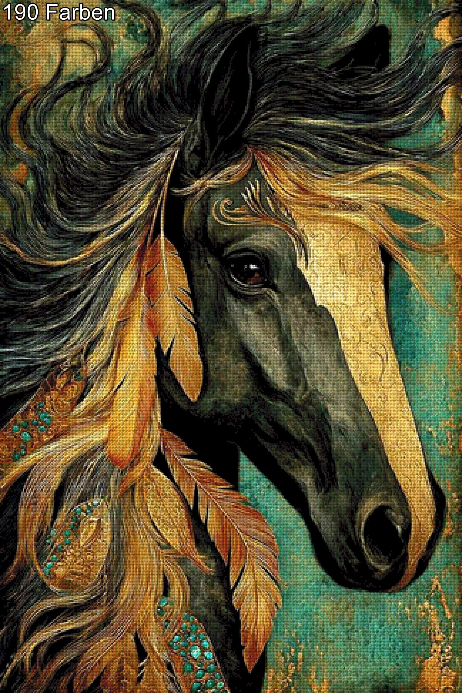 Diamond Painting Pferd mit Federn
