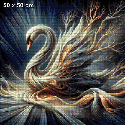 Schwan mit Weidenästen - Diamond Painting