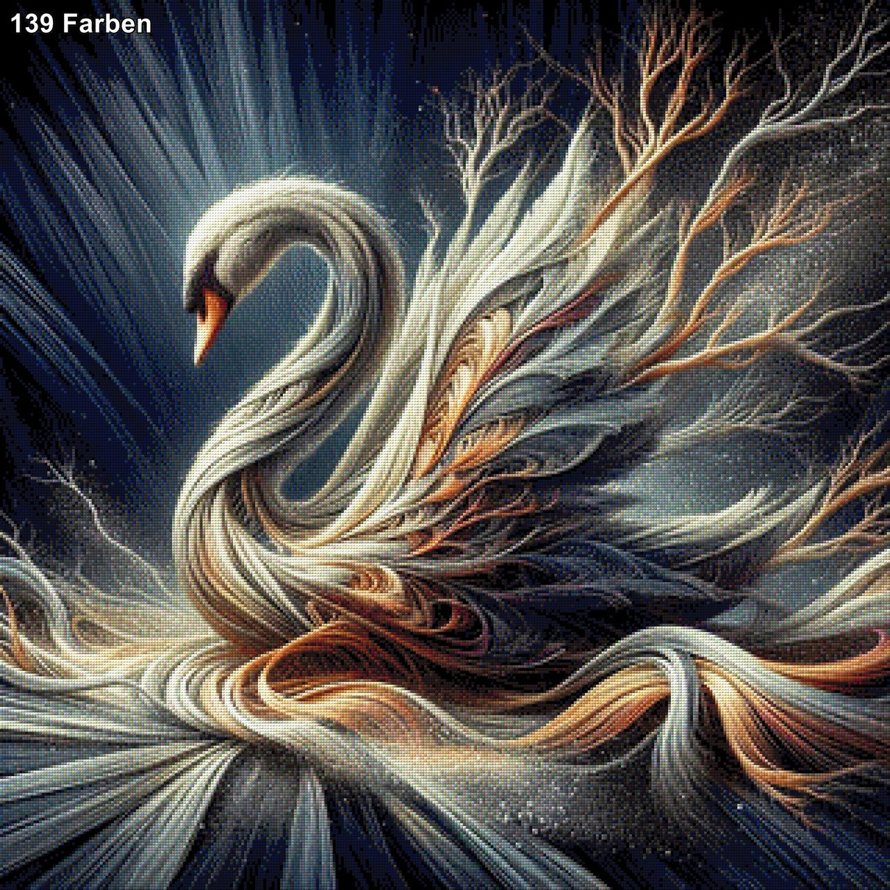 Schwan mit Weidenästen - Diamond Painting