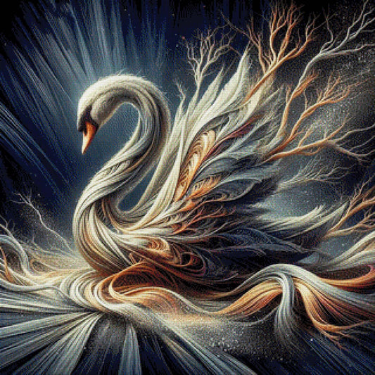 Schwan mit Weidenästen - Diamond Painting