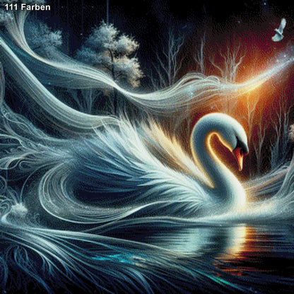 Schwan im Nebel - Diamond Painting