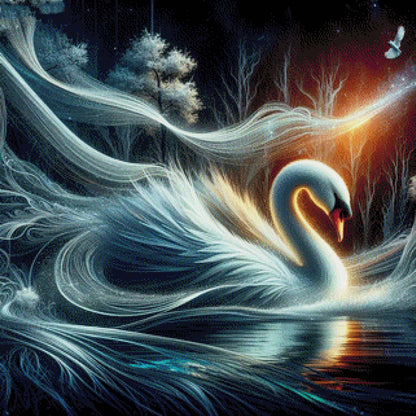 Schwan im Nebel - Diamond Painting