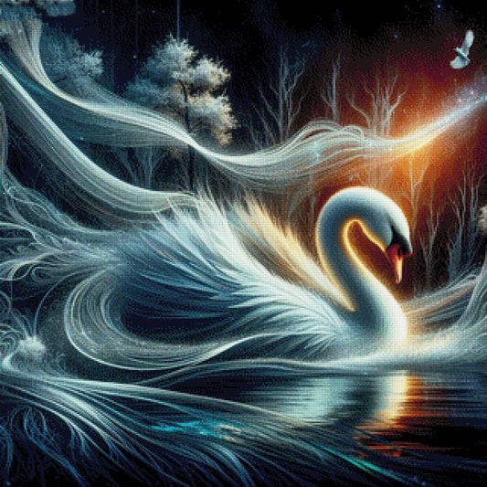 Schwan im Nebel - Diamond Painting