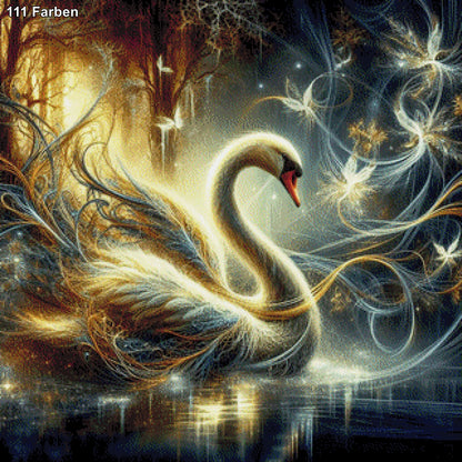 Schwan im Feenwald - Diamond Painting